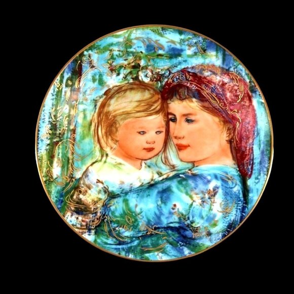 Vintage Edna Hibel Mother's Day 1991 Plate. Titled "Michele and Anna". - Picture 1 of 2